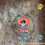 Décor vitre pour halloween thème Coco disney