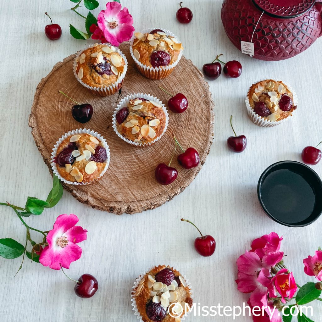 Muffins amande cerises sans gluten ni lactose