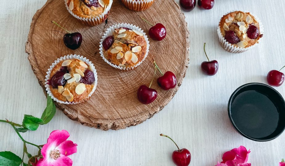 Muffins amande cerises sans gluten ni lactose