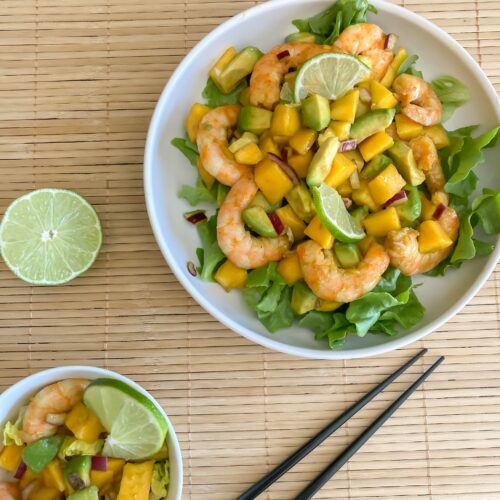 Salade d'avocat, mangue et crevettes