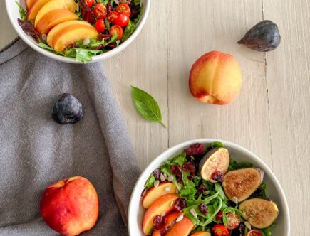 salade jeunes pousses figues et nectarine