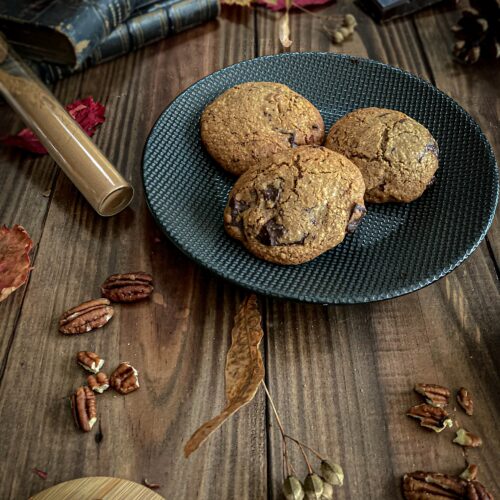 Cookies chataigne, pumkin spice, chocolat et noix de pécan