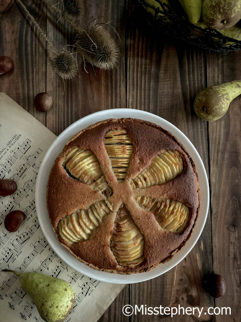 Tarte aux poires et à la châtaigne ~ sans gluten ni lactose