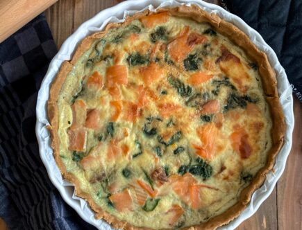 Quiche épinard et truite fumé ~ sans gluten ni lactose