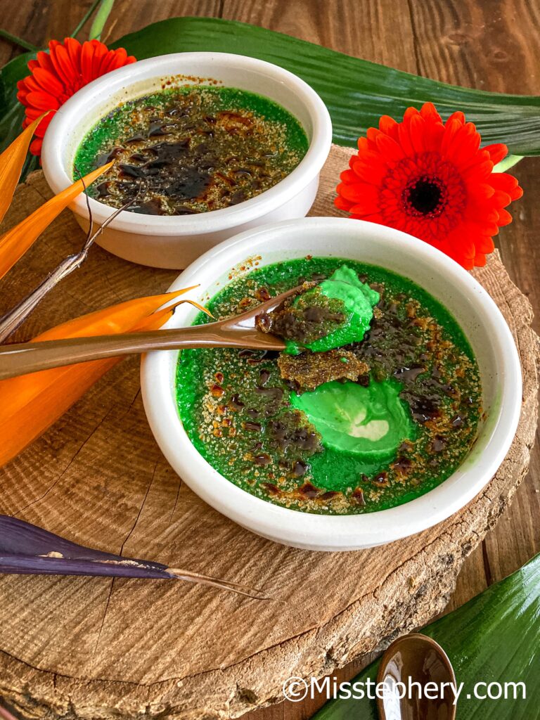 Crème brulée au pandan sans lactose